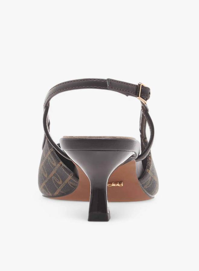 بابريكا أحذية نسائية بكعب رفيع وحزام بإبزيم وطبعة شعار - Image 5