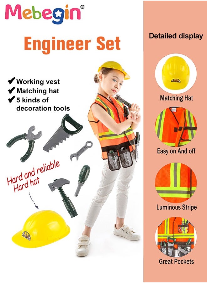 MEBEGIN Construction Worker Costume Set, Pretend Builder Career Outfit with Helmet and Tools, Great Preschool Career Costume for Role-playing Activities and Themed Parties, Suitable for Kids 100-140cm Tall  - Image 5
