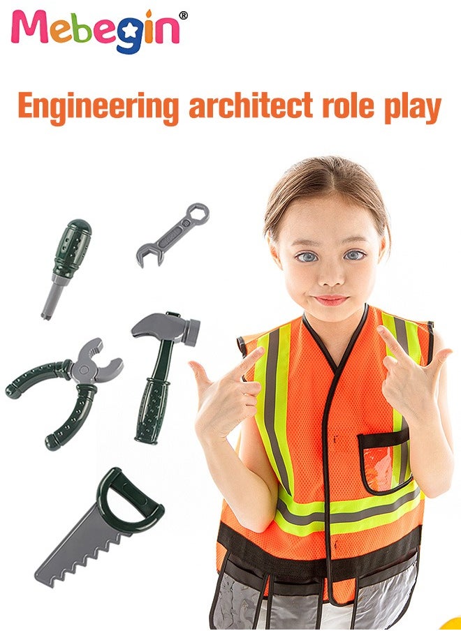 MEBEGIN Construction Worker Costume Set, Pretend Builder Career Outfit with Helmet and Tools, Great Preschool Career Costume for Role-playing Activities and Themed Parties, Suitable for Kids 100-140cm Tall  - Image 3