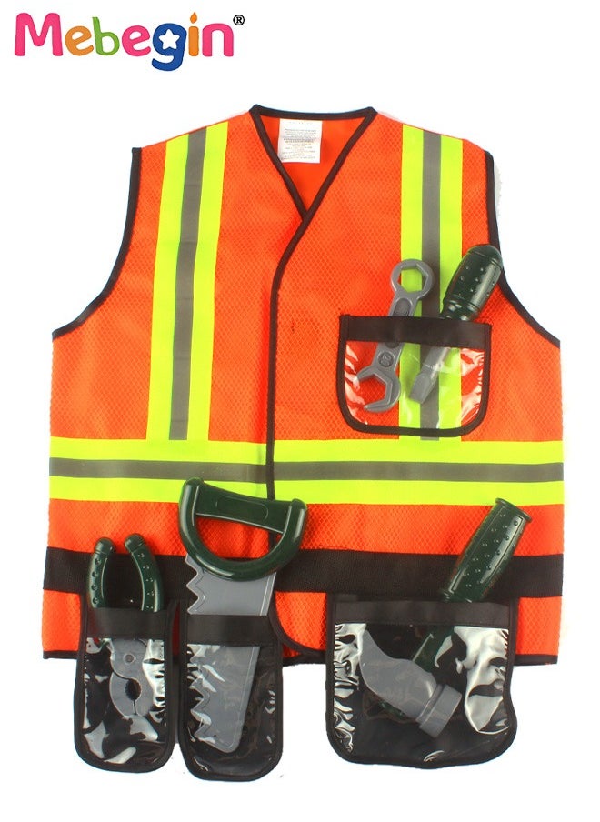 MEBEGIN Construction Worker Costume Set, Pretend Builder Career Outfit with Helmet and Tools, Great Preschool Career Costume for Role-playing Activities and Themed Parties, Suitable for Kids 100-140cm Tall  - Image 4