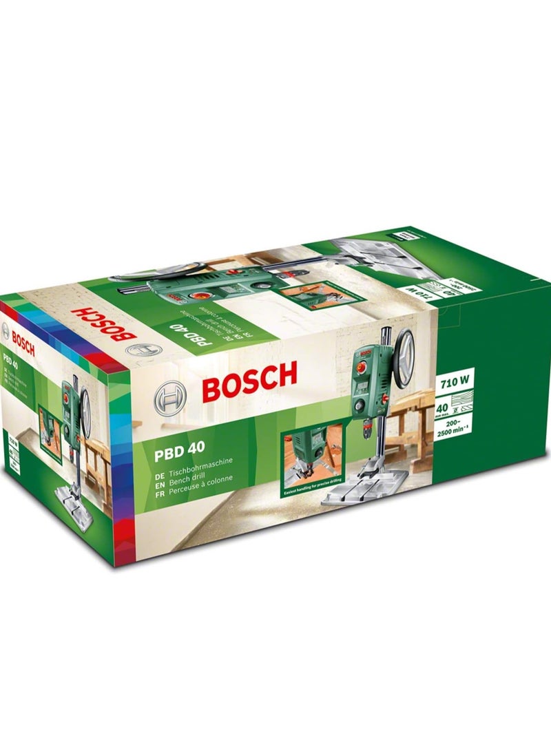 Bosch Home and Garden PBD 40 Bench Drill (710W, Max Drilling Diameter in Steel/Wood: 13mm/40mm, 90mm Drilling Stroke, Multi-color, Packaged in Cardboard) - Image 2