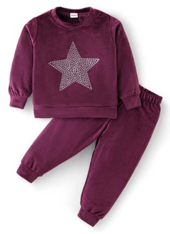 Babyhug Velour Woven Full Sleeves Winter Wear Suit/Co-ord Set with Sequin Star Detailing - Wine(9-24M&2-5Y) - pzsku/Z6EB1B07C125EFCB186EAZ/45/_/1733814408/014a570b-8386-4ae2-91e4-bce2cac92022