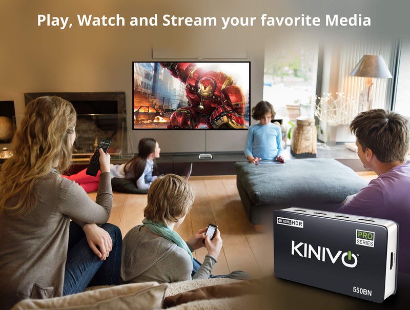 Kinivo HDMI Switch 4K HDR 550BN (5 in 1 Out, 4K 60Hz HDR, HDMI 2.0, High Speed 18Gbps, IR Remote, HDCP) - Compatible with Roku, PS5, Xbox, Apple TV, Nintendo Switch, Cable Box - Image 2