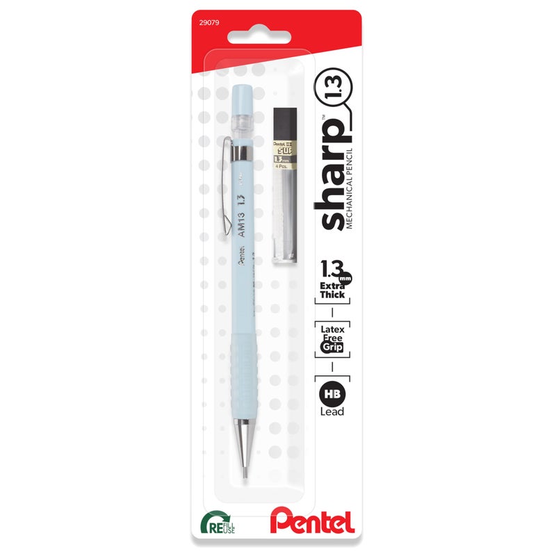 Pentel Sharp 1.3 Mechanical Pencil  (1.3Mm)  Extra Thick Line  Includes Refill Lead  Writing/Office/Test-Taking Pencil  Pastel Blue Barrel (Am13Lbps) - Image 1