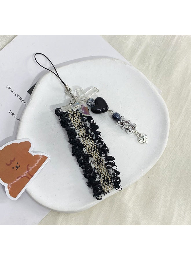 NIBEMINENT Phone Charm/ Chain Strap for Women Girls, Cat's Paw Heart With Colorful Ribbons Cell Phone Case Lanyard Wrist Strap - Image 1