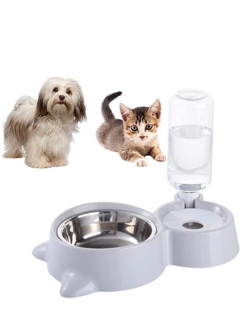 2-in-1 Dogs Cats Stainless Steel Feeder And Auto Gravity Water Dispenser Cat Dog Feeder Automatic Water Bowl Food Bowls