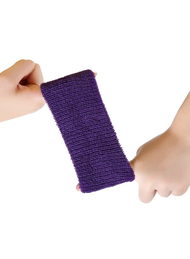 MIAIULIA Sweatbands (Headband/Wristband Set) for Working Out,80's Costume Party (Purple, OneSize) - Image 3