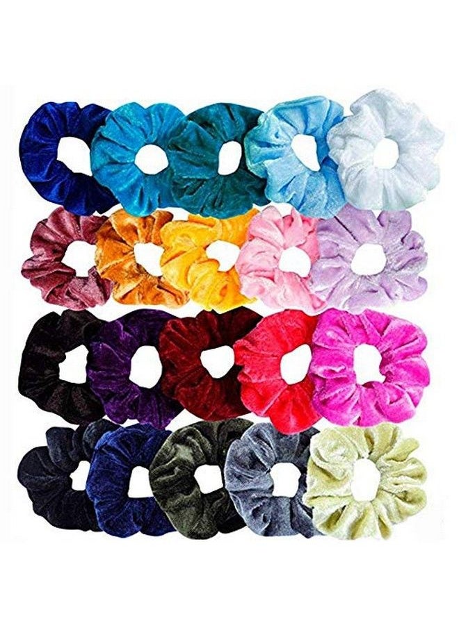Fameza Multicolour Vintage Ponytail Holder Velvet Elastic Scrunchies For Women Pack Of 18  - Image 1