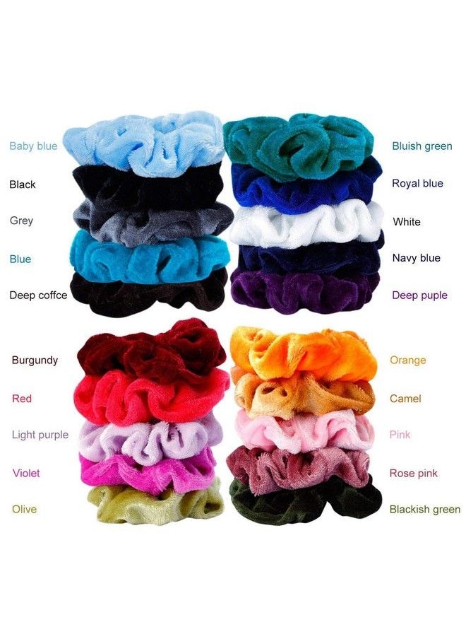 Fameza Multicolour Vintage Ponytail Holder Velvet Elastic Scrunchies For Women Pack Of 18  - Image 5