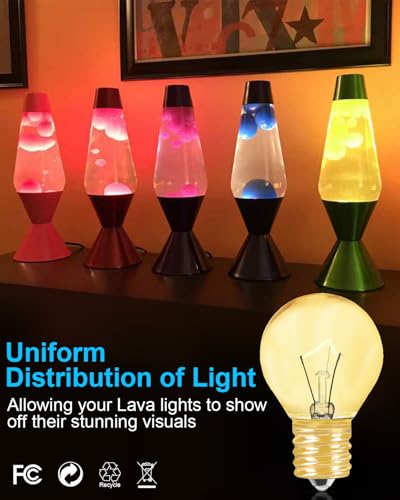 SerBion Lava Lamp Bulb 25 Watt, E17 Intermediate Base 6 Packs The Lava Original Replacement Bulb for 14.5-Inch Lava Lamp, Soft Warm White Glow, Long Life, High Temp Resistance, High-Output Heat S11 Bulb - Image 5