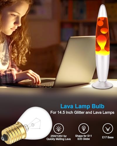 SerBion Lava Lamp Bulb 25 Watt, E17 Intermediate Base 6 Packs The Lava Original Replacement Bulb for 14.5-Inch Lava Lamp, Soft Warm White Glow, Long Life, High Temp Resistance, High-Output Heat S11 Bulb - Image 3