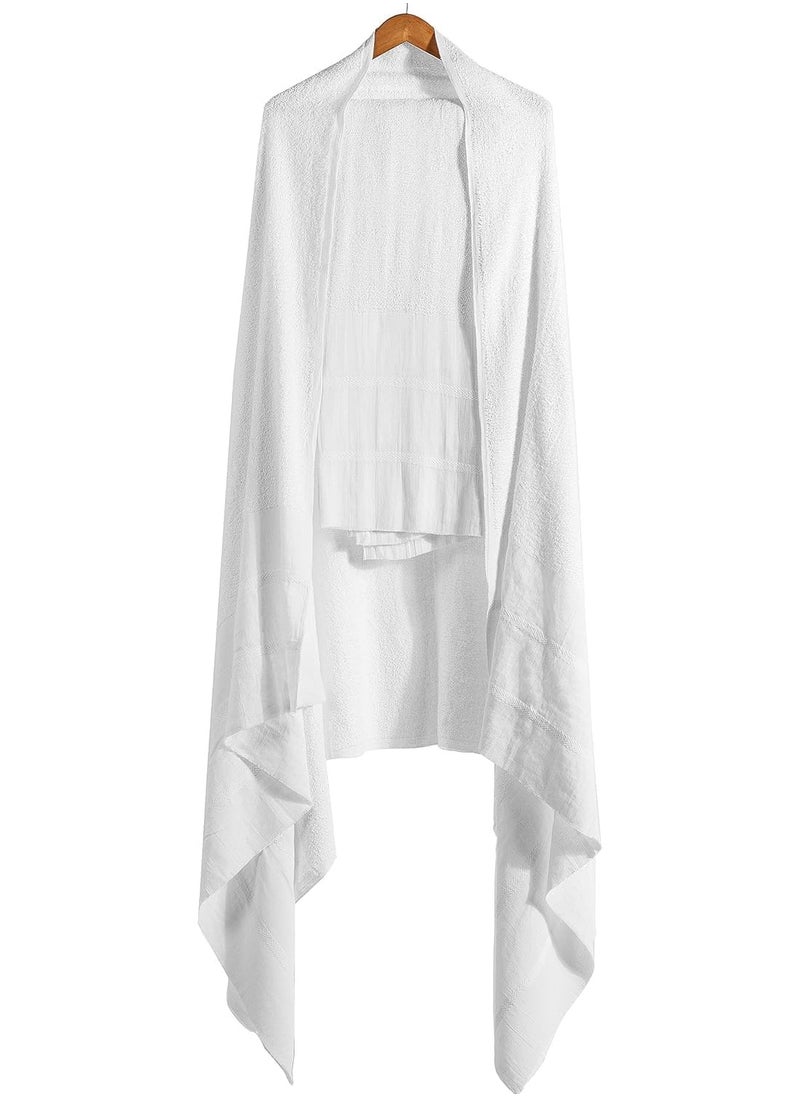 REBENUO Ihram clothes for men for Hajj and Umrah - 2 white towels - 100% natural healthy combed cotton towels, weight 1000 grams,  - Image 5