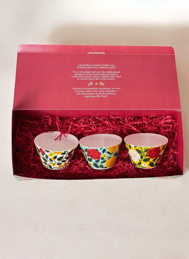 تشومباك Rani Bagh Bowls Gift Set - Set of 3, 320 ml | Palace Memoirs