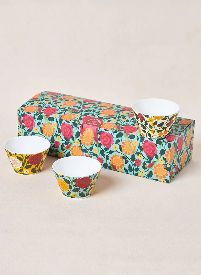 تشومباك Rani Bagh Bowls Gift Set - Set of 3, 320 ml | Palace Memoirs
