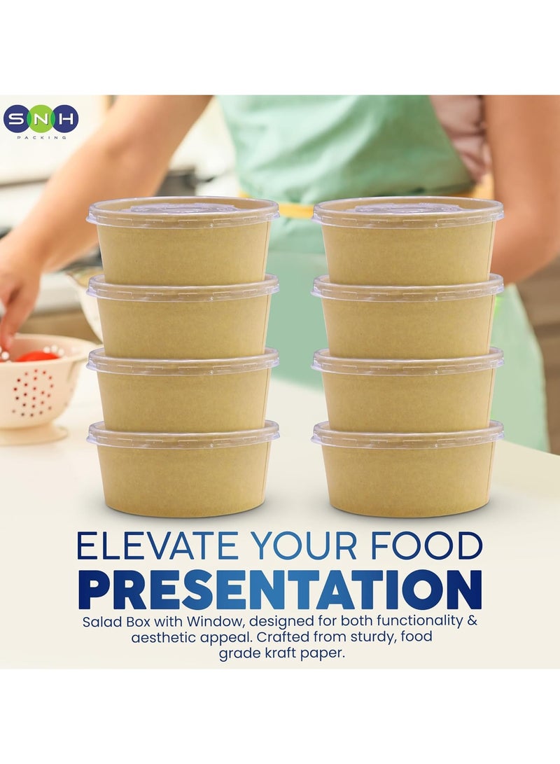 إس إن إتش باكينج كرافت وعاء سلطة 750 مل مع غطاء بيو للاستعمال مرة واحدة بني 50 قطعة - Image 3