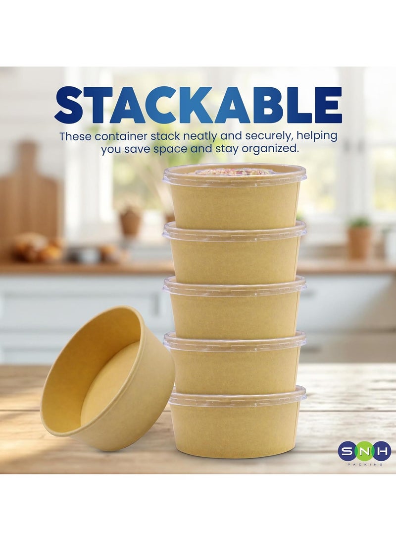 إس إن إتش باكينج كرافت وعاء سلطة 750 مل مع غطاء بيو للاستعمال مرة واحدة بني 50 قطعة - Image 4