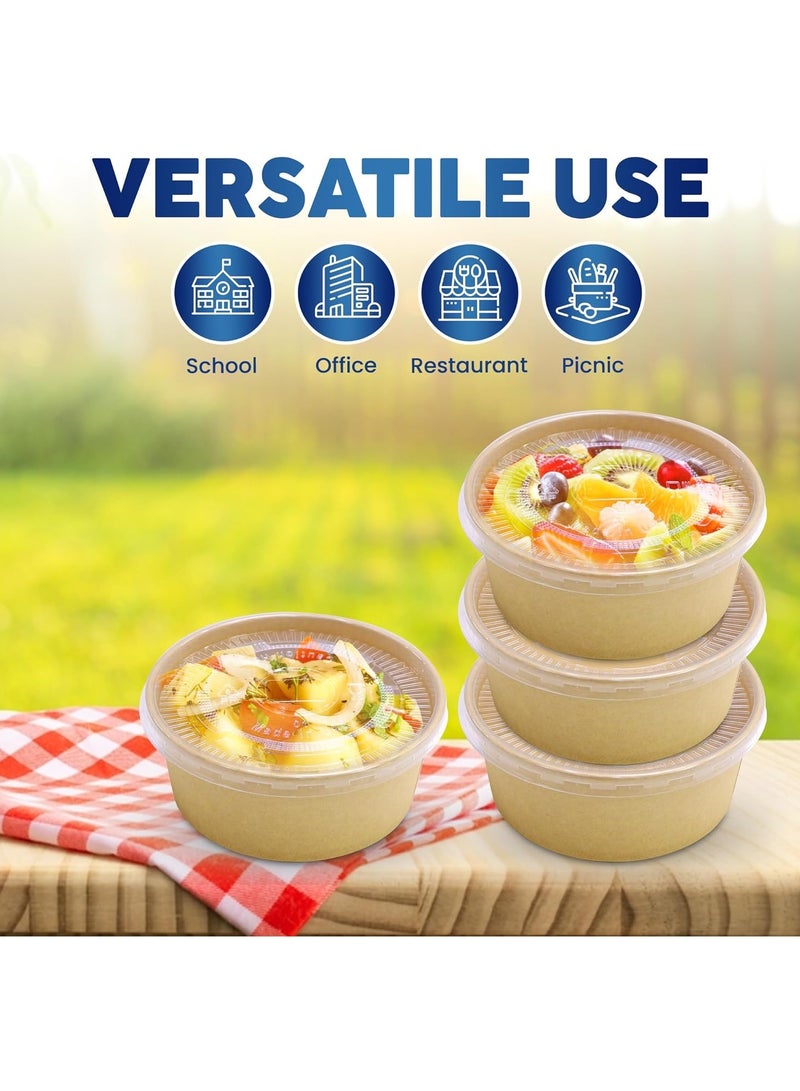 إس إن إتش باكينج كرافت وعاء سلطة 750 مل مع غطاء بيو للاستعمال مرة واحدة بني 50 قطعة - Image 5