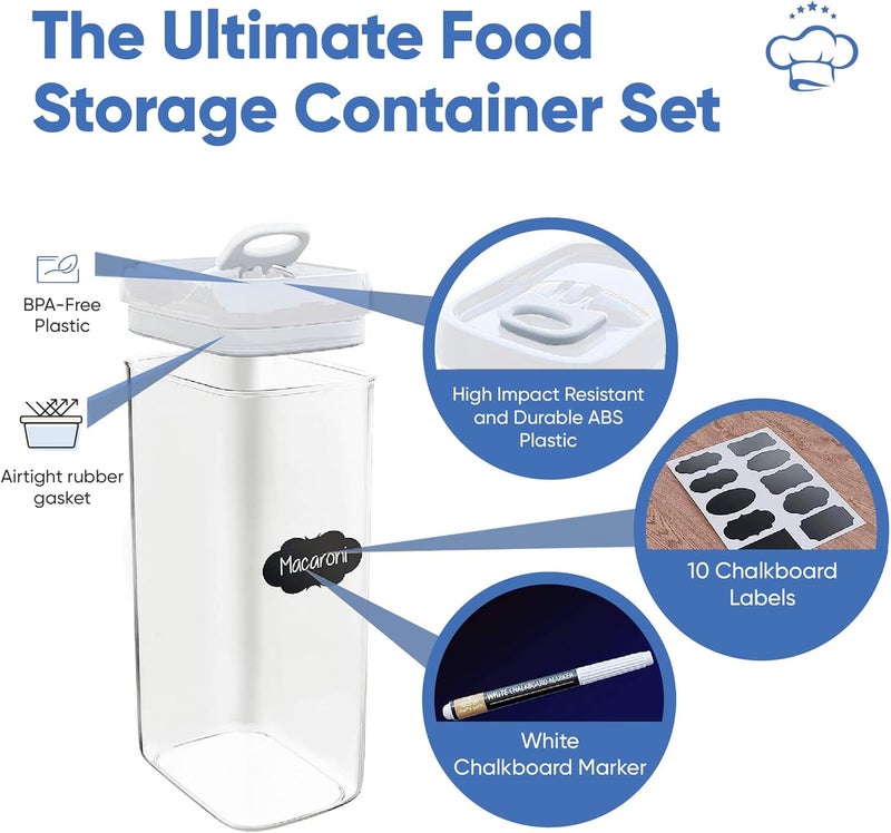Chef's Path Large Airtight Food Storage Containers with White Lids, Set of 4, 3.2L, 109Oz, Kitchen and Pantry Canisters for Pasta, Cereal, Noodles, and Flour Storage - Transparent - Image 2