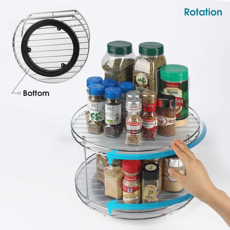 J JACKCUBE DESIGN 2 Tier Lazy Susan Turntable Cabinet Organizer - Rotating Spice Rack Storage Container - Medicine Storage Holder for Cabinets, Pantry, Fridge, Countertops - MK533A - Image 5