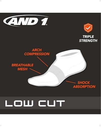 AND1 Mens Low Cut Socks - 12 Pack Performance Stretch Athletic Compression Sock for Men - Sports No Show Socks (6-12.5), Size 6-12.5, Charcoal Grey - Image 2