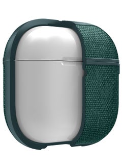 Spigen Urban Fit Airpods 4 Case (2024) 4th Gen Premium Fabric Protective Shockproof Cover with Carabiner - Midnight Green  - Image 2