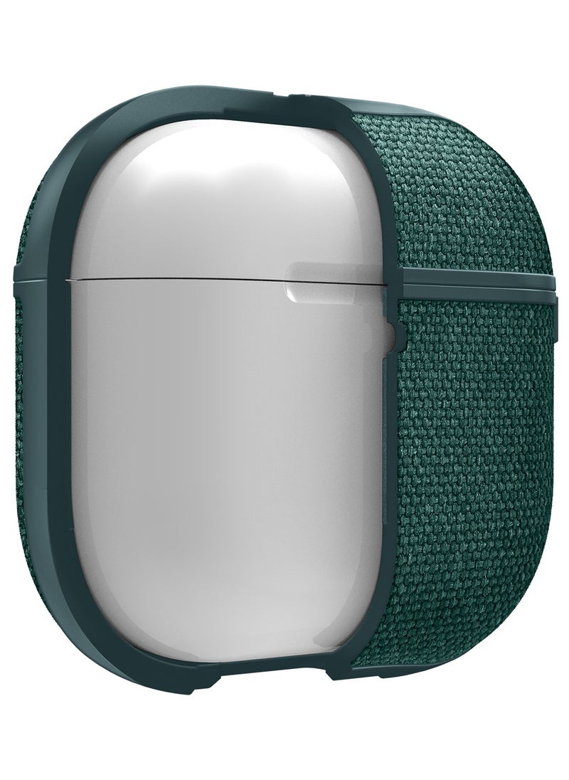 Spigen Urban Fit Airpods 4 Case (2024) 4th Gen Premium Fabric Protective Shockproof Cover with Carabiner - Midnight Green  - Image 2