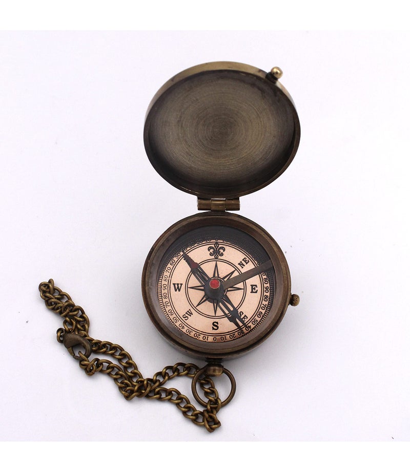 OCEAN REPLICAS Vintage Brass Compass with Engraved Quote – “Go Confidently in The Direction of Your Dreams” – Nautical Compass with Chain & Rosewood Box – Graduation, Retirement Gift for Him or Her - Image 3