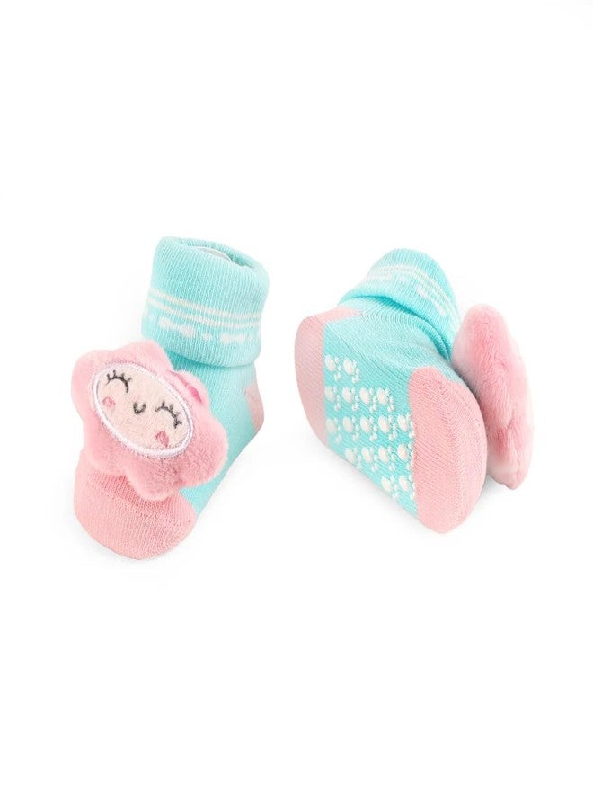 Kicks & Crawl Baby Boys & Baby Girls Anti-skid/slip Kitten Fluff Socks For Baby Boys and Girls Blue/Pink (Pack of 2) - 0-9M - Image 2