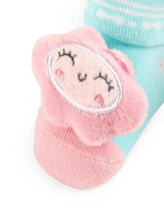 Kicks & Crawl Baby Boys & Baby Girls Anti-skid/slip Kitten Fluff Socks For Baby Boys and Girls Blue/Pink (Pack of 2) - 0-9M - Image 3