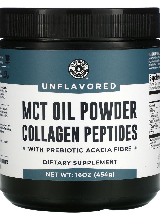 Left Coast Performance - MCT Oil Powder Collagen Peptides with Prebiotic Acacia Fibre Unflavored 16 oz (454 g) - Image 1