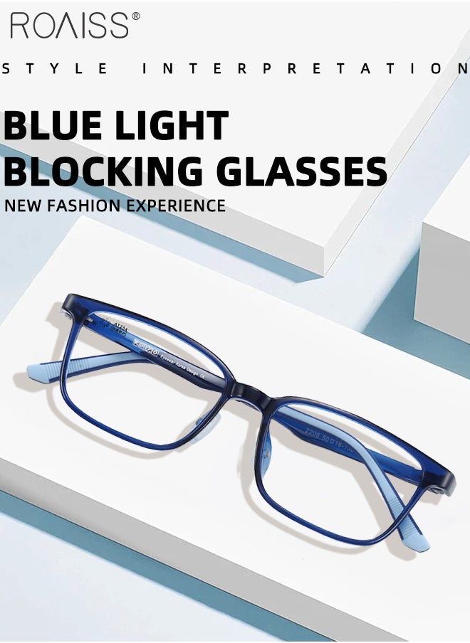 roaiss Kid's Blue Light Blocking Sunglasses Anti UV and Glare Blue Light Filter Rectangular Computer Glasses Anti Eyestrain Headache Eyewear with TR90 Temples Dark Blue  - Image 2