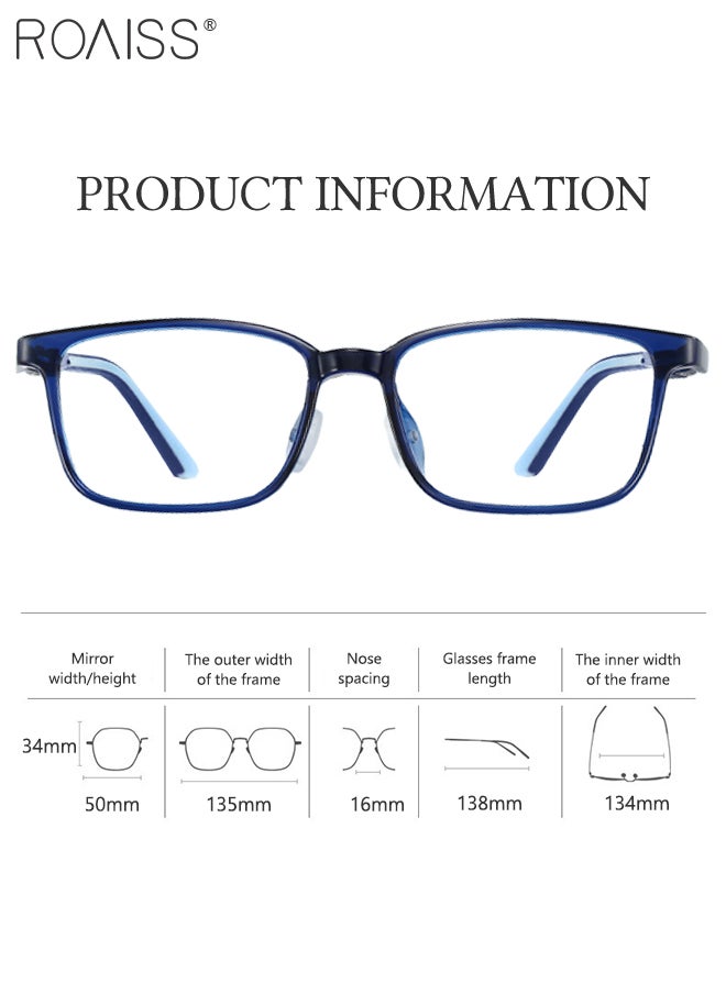 roaiss Kid's Blue Light Blocking Sunglasses Anti UV and Glare Blue Light Filter Rectangular Computer Glasses Anti Eyestrain Headache Eyewear with TR90 Temples Dark Blue  - Image 5