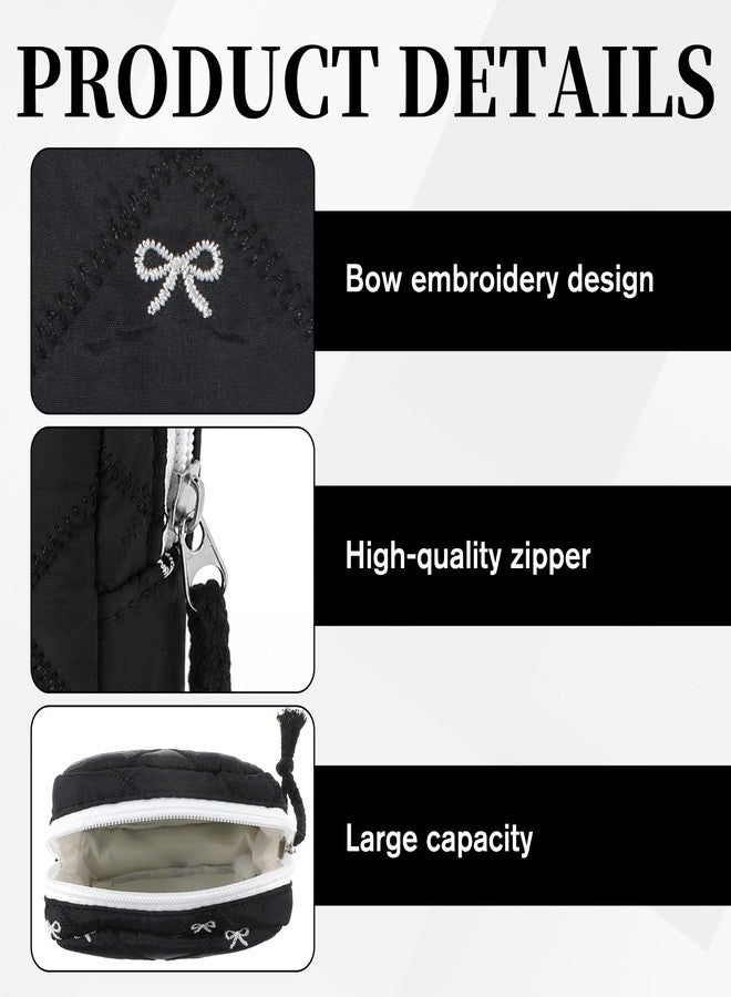 Grevosea Period Bag for Teen Girls, Cute Bow Period Pouch Sanitary Pad Pouch Storage Bag Tampon Holder for Purse Teen Period Kit Gifts (Black - Image 3