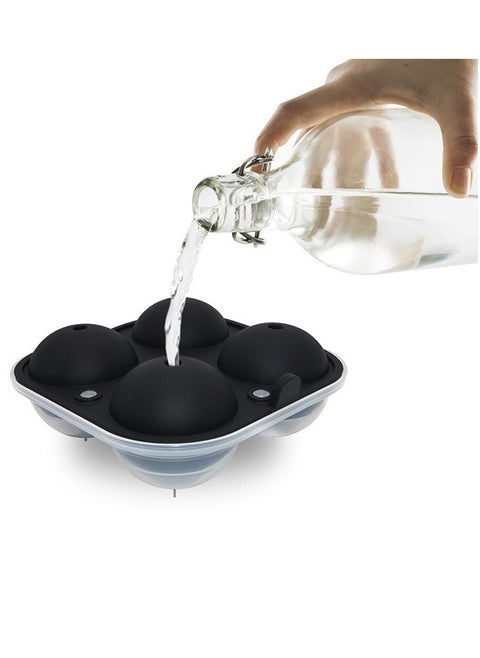 2.5-Inch Large Ice Ball Trays, Flexible Silicone Sphere Molds with Lids & Funnel, BPA-Free, Reusable Ice Cube Maker for Drinks