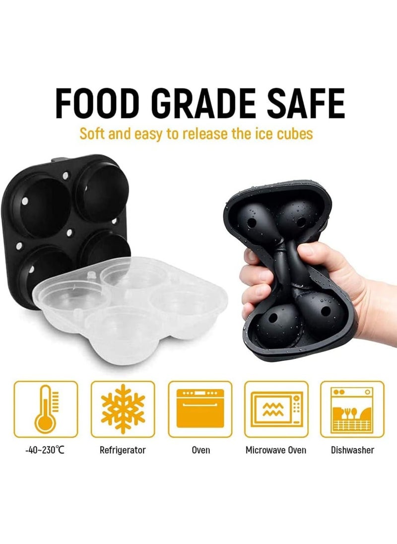 Generic - 2.5-Inch Large Ice Ball Trays, Flexible Silicone Sphere Molds with Lids & Funnel, BPA-Free, Reusable Ice Cube Maker for Drinks - Image 1