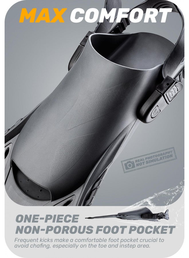 CAPAS Snorkel Fins, Swim Fins Travel Size Short Adjustable for Snorkeling Diving Adult Men Women Kids Open Heel Swimming Flippers - Image 5