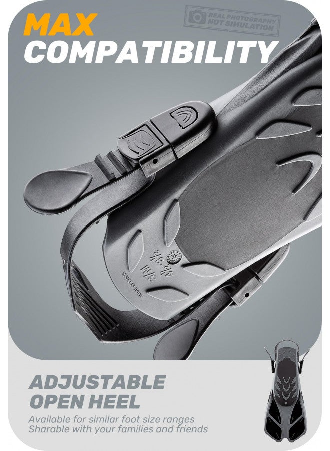CAPAS Snorkel Fins, Swim Fins Travel Size Short Adjustable for Snorkeling Diving Adult Men Women Kids Open Heel Swimming Flippers - Image 4
