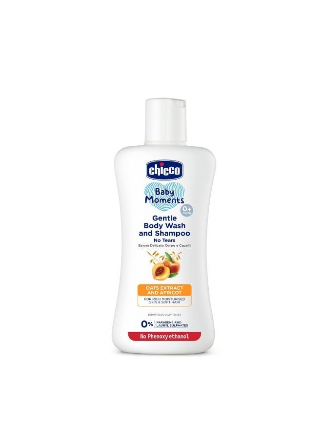 Chicco Baby Moments Gentle Body Wash And Shampoo For Rich Moisturised Skin & Soft Hair 200ml - Image 1