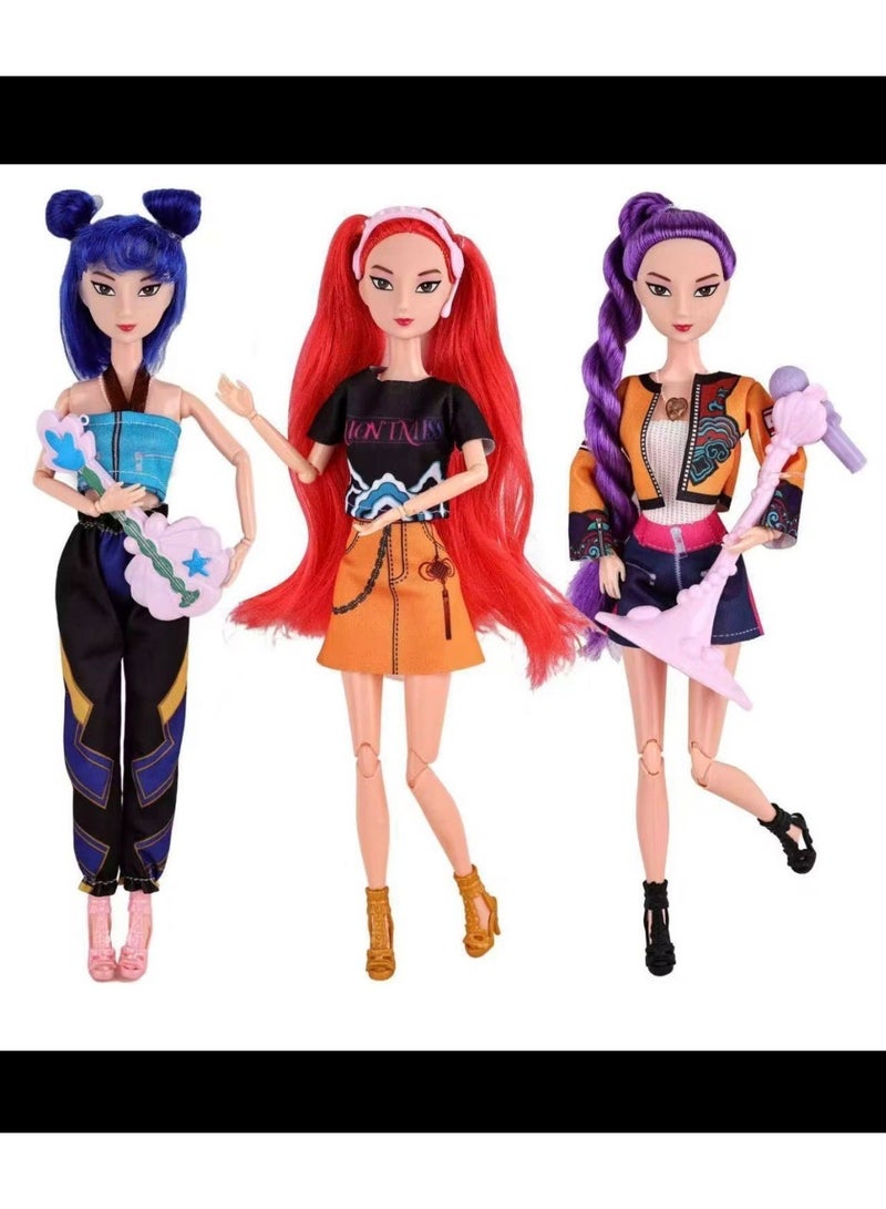 K-pop Fashion Doll Collection Series – 3-Pack Collectible Dolls with Lights and Theme Song Music - Image 2