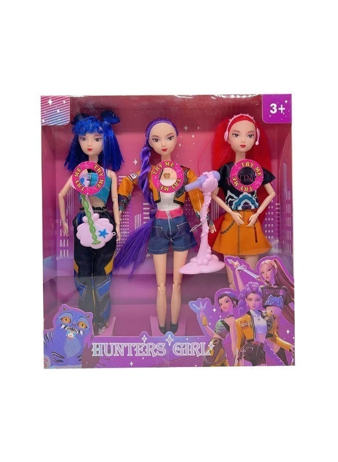 K-pop Fashion Doll Collection Series – 3-Pack Collectible Dolls with Lights and Theme Song Music - Image 1
