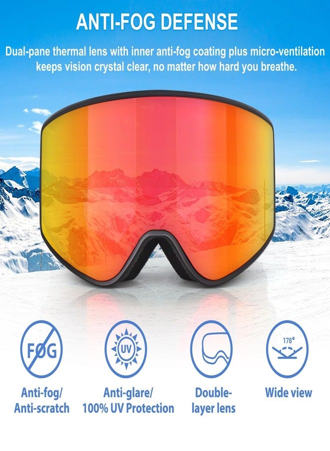 EXP VISION نظارات التزلج/التزلج على الجليد من إكسب فيجن، مناسبة لمرتدي النظارات، للرجال والنساء، للبالغين، نظارات ثلجية، نظارات تزلج مضادة للضباب، حماية من الأشعة فوق البنفسجية، متوافقة مع الخوذة - Image 2