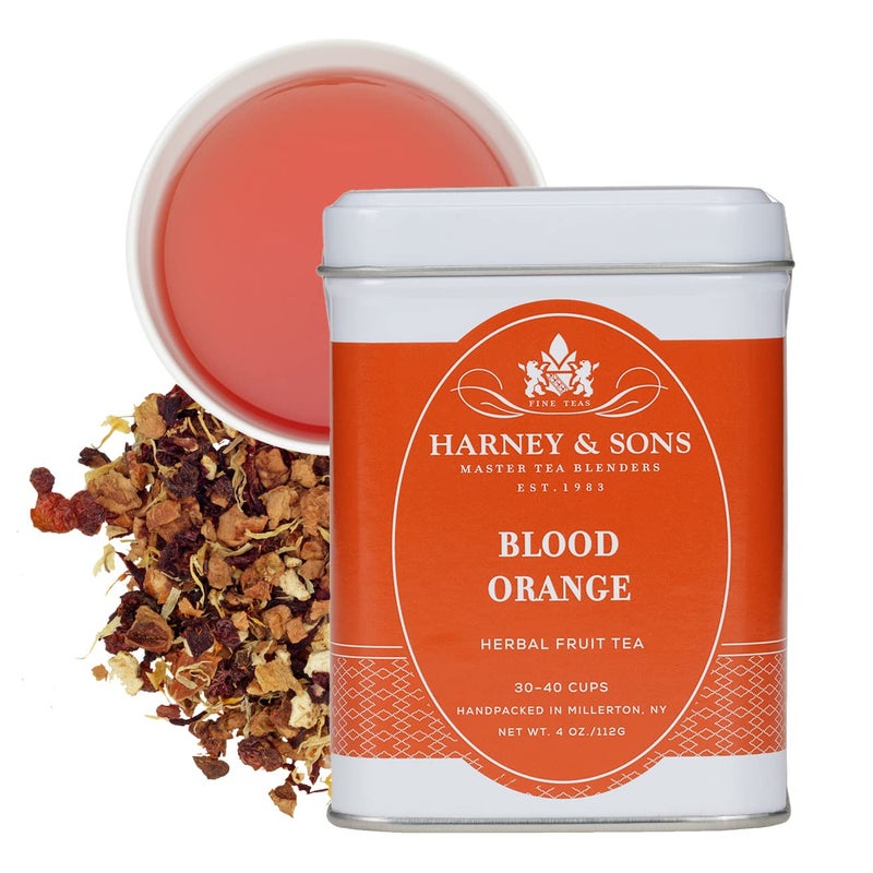 Harney & Sons Blood Orange Fruit Tea| 4 oz Loose Leaf Herbal Tea w Apple Pieces and Raspberry - Image 1