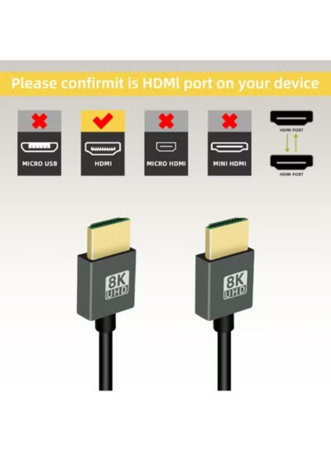8K Short HDMI to HDMI Coiled Cable, 48Gbps High Speed Male to Male 8K HDMI 2.1 Supports HDR, 8K@60Hz, 4K@120Hz, Compatible with Camera, Camcorder, PC, Monitor(1M) - Image 2