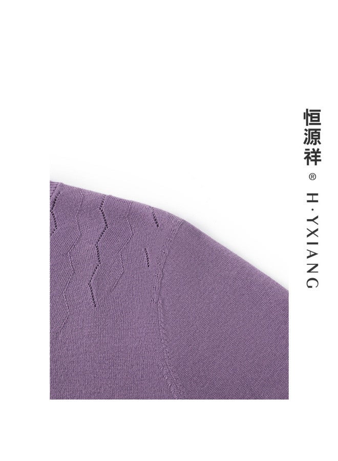 Hengyuanxiang 48-Count Worsted [Merino Wool] Thin Autumn Wool Sweater Solid Color Base Shirt Fashionable Knitwear - Image 5