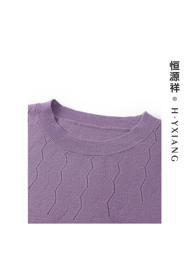 Hengyuanxiang 48-Count Worsted [Merino Wool] Thin Autumn Wool Sweater Solid Color Base Shirt Fashionable Knitwear - Image 4