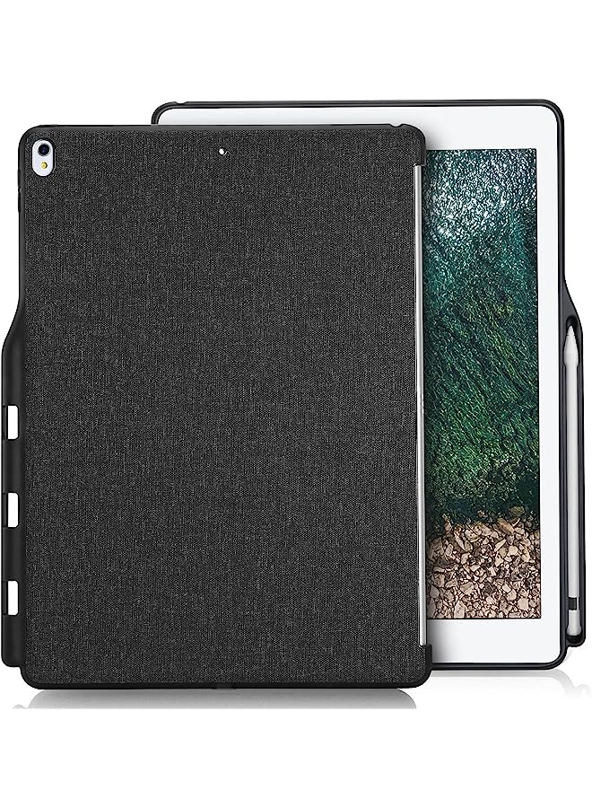 IAF Ipad Pro 12.9 2017/2015 Companion Back Cover Case, With Apple Pencil Holder For Ipad Pro 12.9 Inch (Both 2017 And 2015 Models), Match For Apple Smart Keyboard And Smart Cover –Black