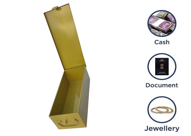 Ginoset Stainless Steel Locker Boxes Jewellery Boxes Cash Peti tools box for all use Size 122 Inch With Powdercoated Gold Finish Large - Image 2