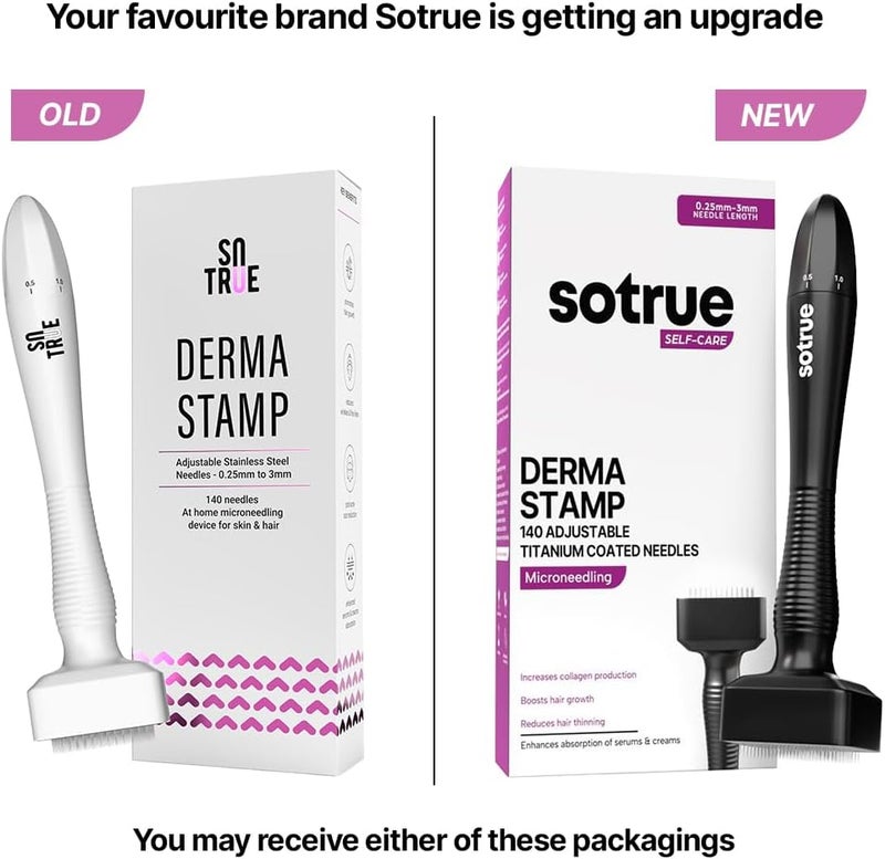 Sotrue Derma Stamp for Hair Growth | Stainless Steel Coated Adjustable Needles 0.25mm to 3mm | 140 Microneedling Stamp for Skin Repair, Face, Hair & Beard Growth | Reduces Acne Scars | Safe & - Image 2