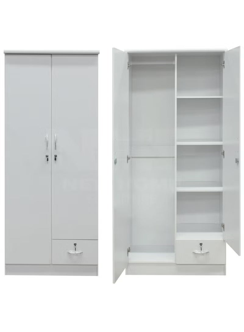 ABX HOME Riley 2 Door Wooden Wardrobe With One Lockable Drawer (With Installation) - Image 1