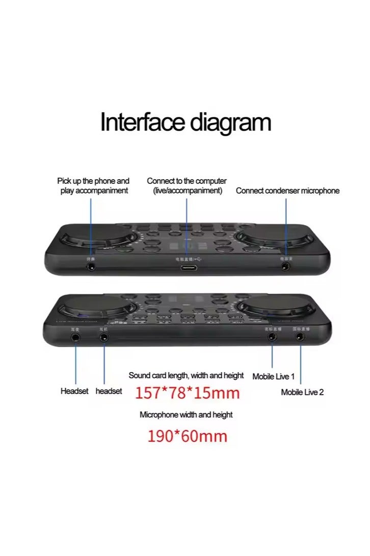 V300 Pro Live Streaming Sound Card 10 Sound Effects 4.0 Audio Interface Mixer For DJ Music Studio Recording Karaoke  - Image 4